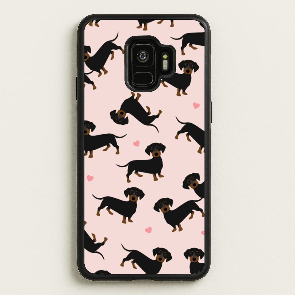Heart Dachshund - Dog Pattern - Dog Patterned Phone Case for Galaxy S9
