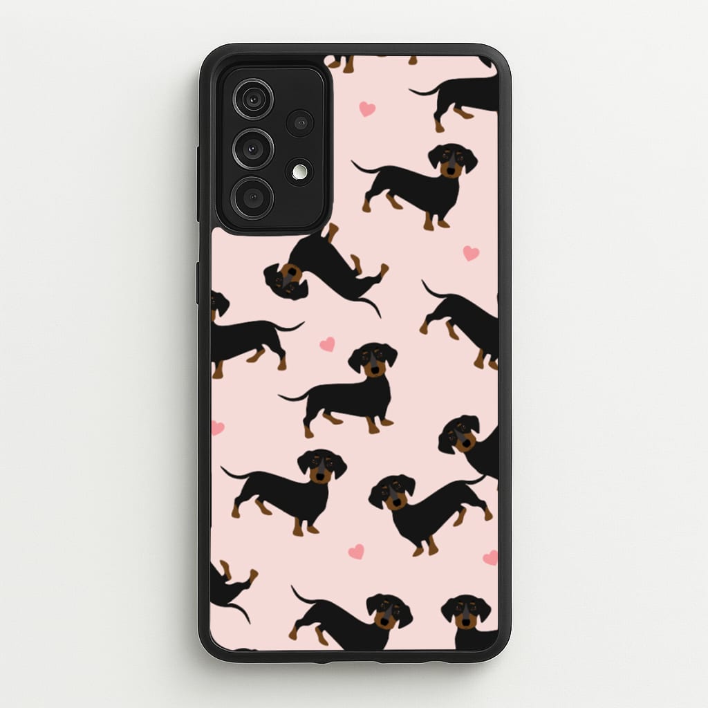 Heart Dachshund - Dog Pattern - Dog Patterned Phone Case for Galaxy A52 / A52s