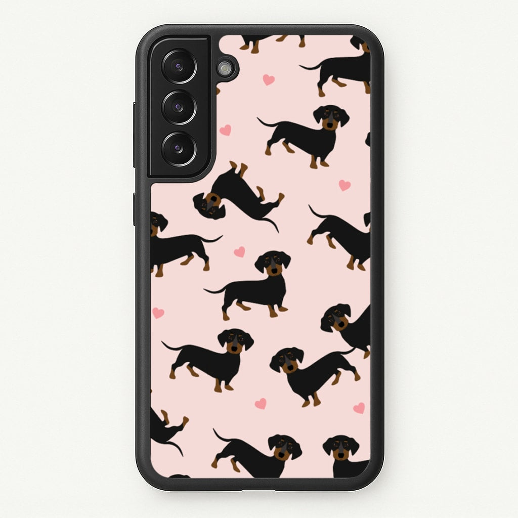 Heart Dachshund - Dog Pattern - Dog Patterned Phone Case for Galaxy S21 Plus