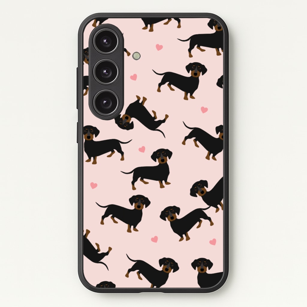 Heart Dachshund - Dog Pattern - Dog Patterned Phone Case for Galaxy S24 Plus