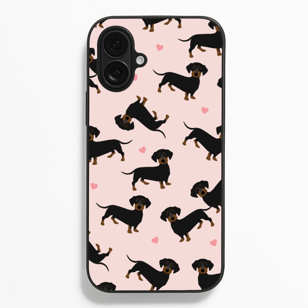 Heart Dachshund - Dog Pattern - Dog Patterned Phone Case for iPhone 16 Plus