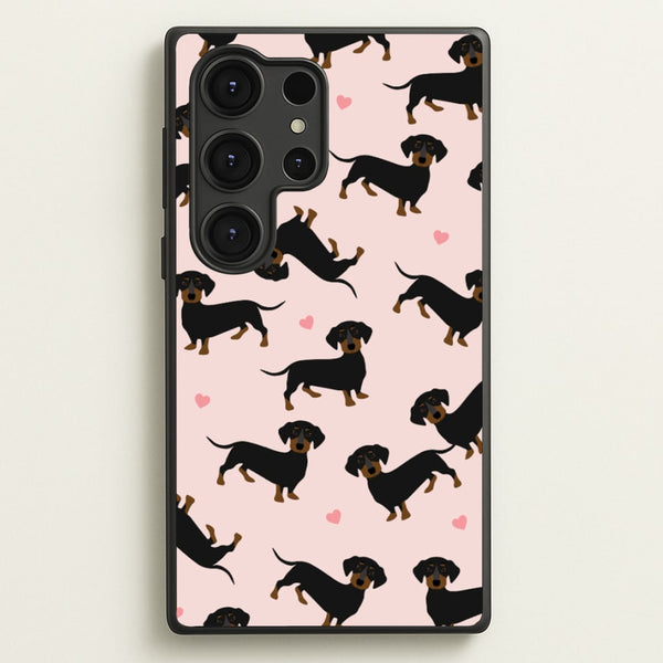 Heart Dachshund - Dog Pattern - Dog Patterned Phone Case for Galaxy S25 Ultra