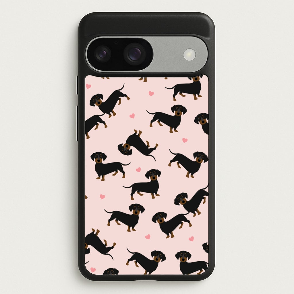 Heart Dachshund - Dog Pattern - Dog Patterned Phone Case for Google Pixel 9 / 9 Pro