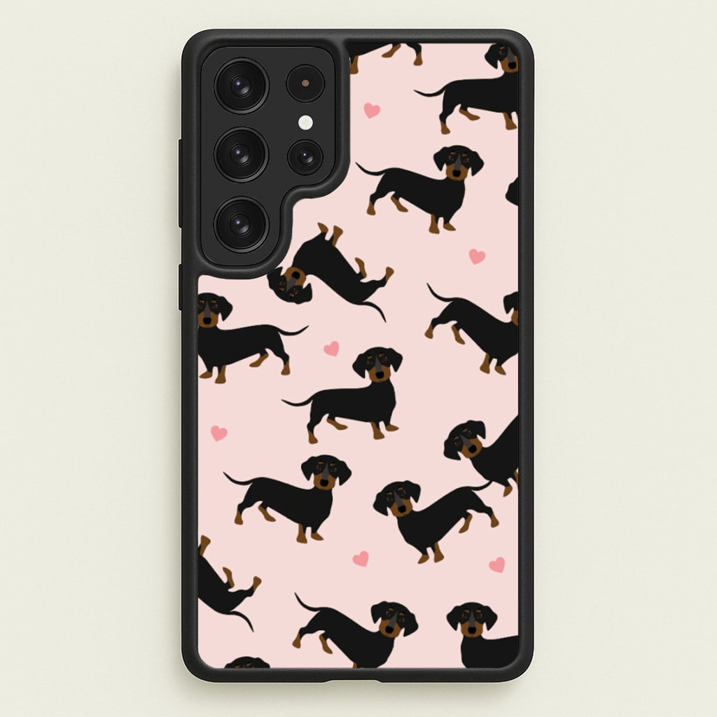Heart Dachshund - Dog Pattern - Dog Patterned Phone Case for Galaxy S22 Ultra