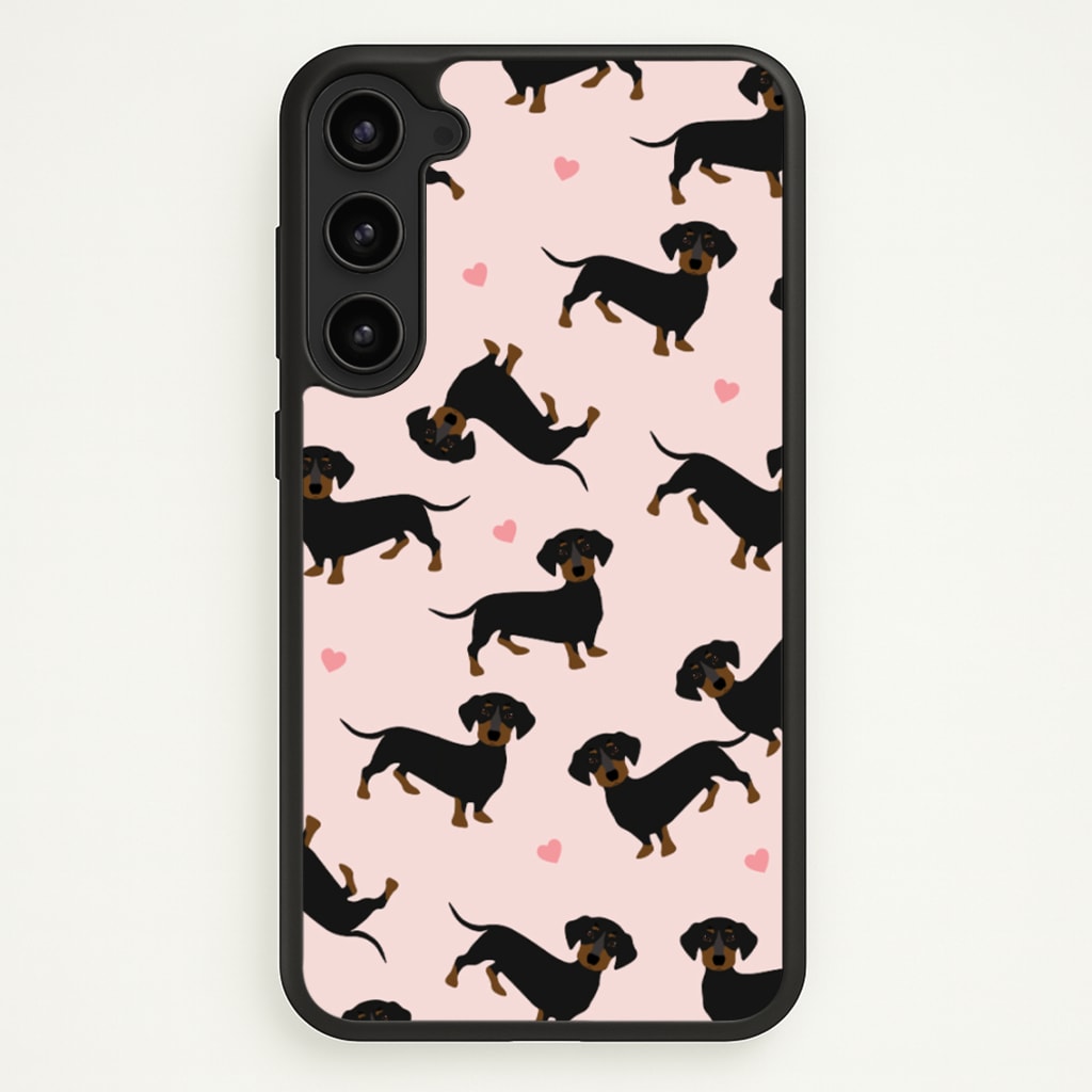 Heart Dachshund - Dog Pattern - Dog Patterned Phone Case for Galaxy S23