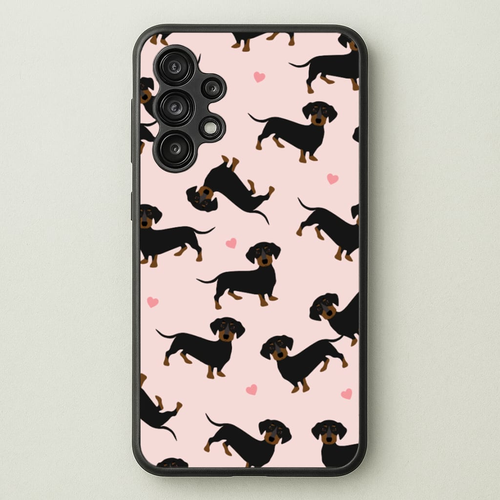 Heart Dachshund - Dog Pattern - Dog Patterned Phone Case for Galaxy A13