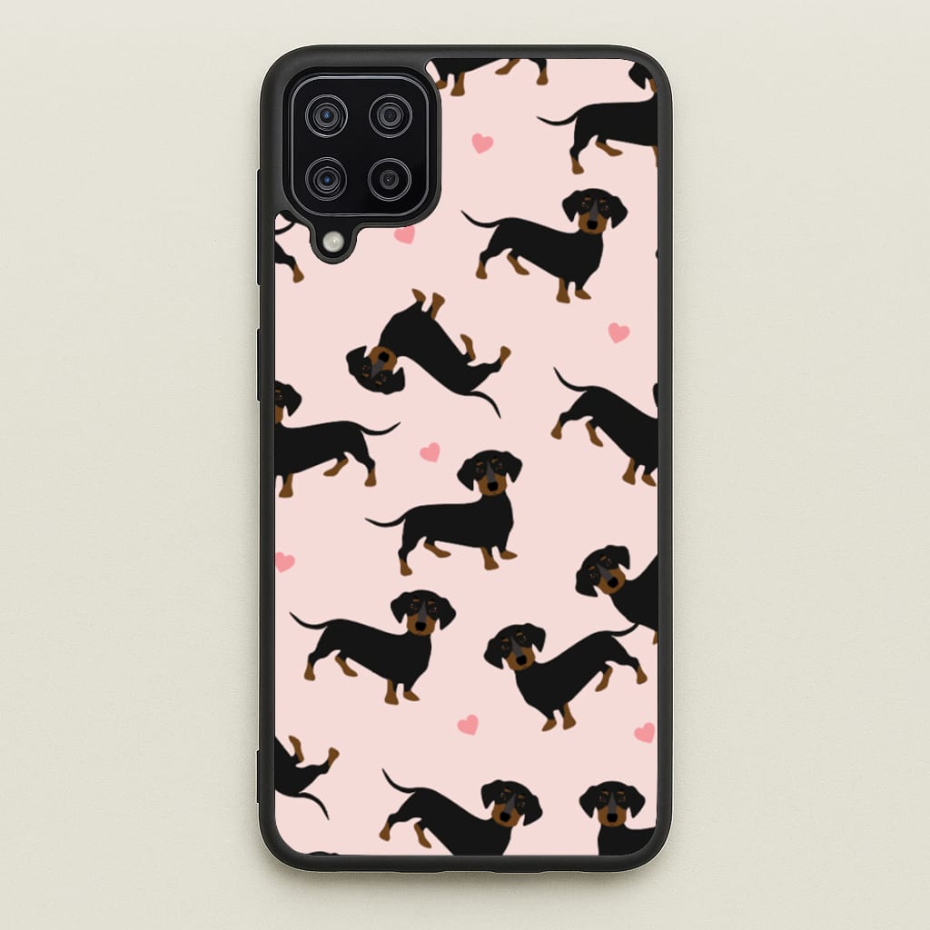Heart Dachshund - Dog Pattern - Dog Patterned Phone Case for Galaxy A12