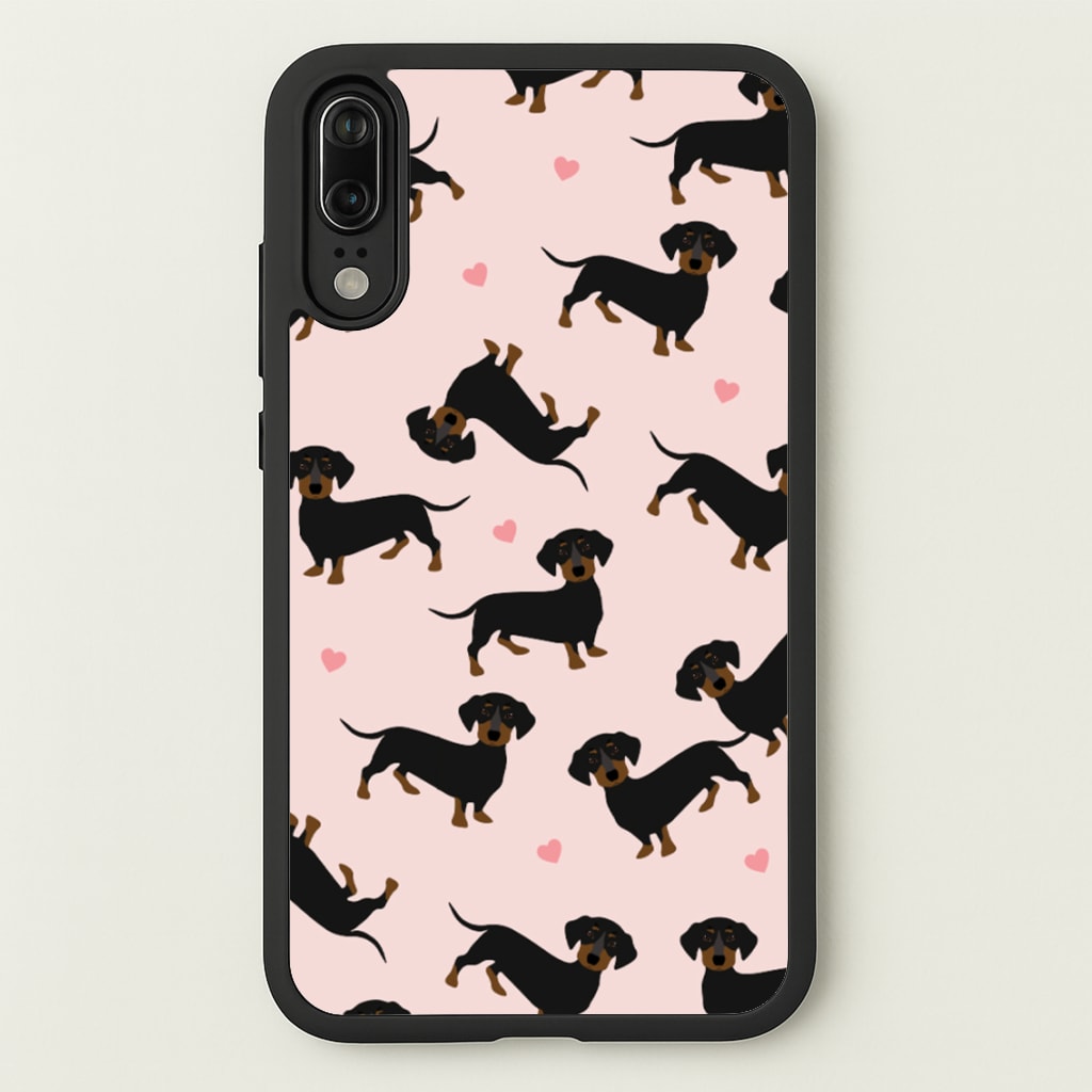 Heart Dachshund - Dog Pattern - Dog Patterned Phone Case for Huawei P20