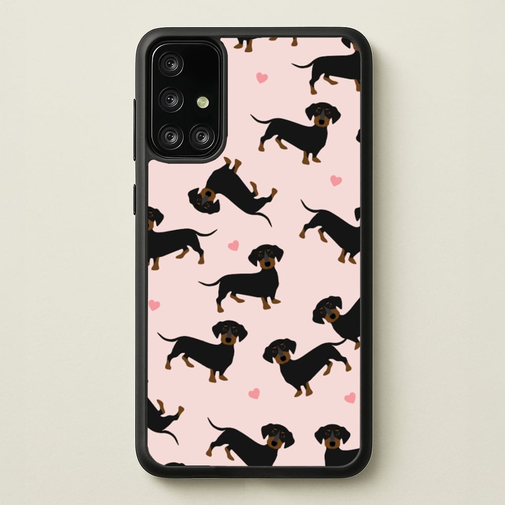Heart Dachshund - Dog Pattern - Dog Patterned Phone Case for Galaxy A71