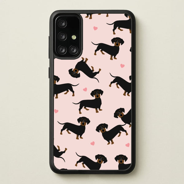 Heart Dachshund - Dog Pattern - Dog Patterned Phone Case for Galaxy A71