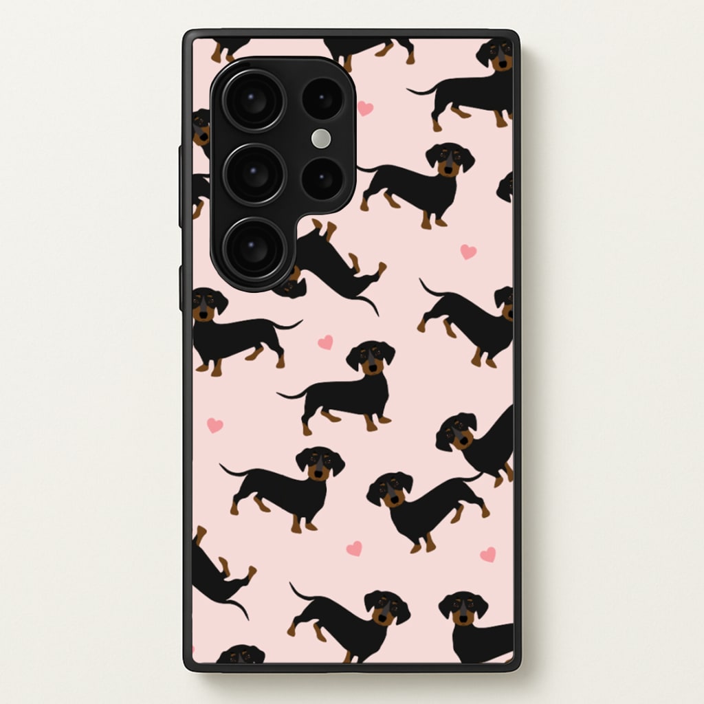 Heart Dachshund - Dog Pattern - Dog Patterned Phone Case for Galaxy S24 Ultra