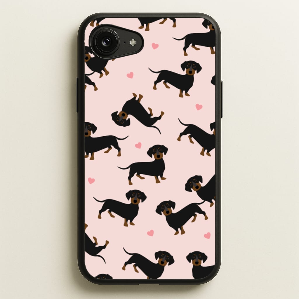 Heart Dachshund - Dog Pattern - Dog Patterned Phone Case for iPhone 16e