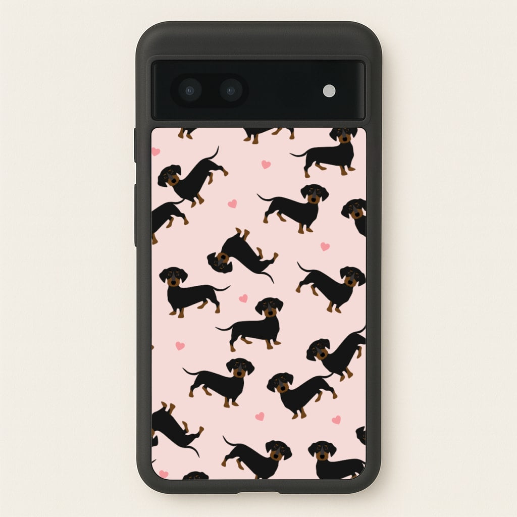 Heart Dachshund - Dog Pattern - Dog Patterned Phone Case for Google Pixel 6a