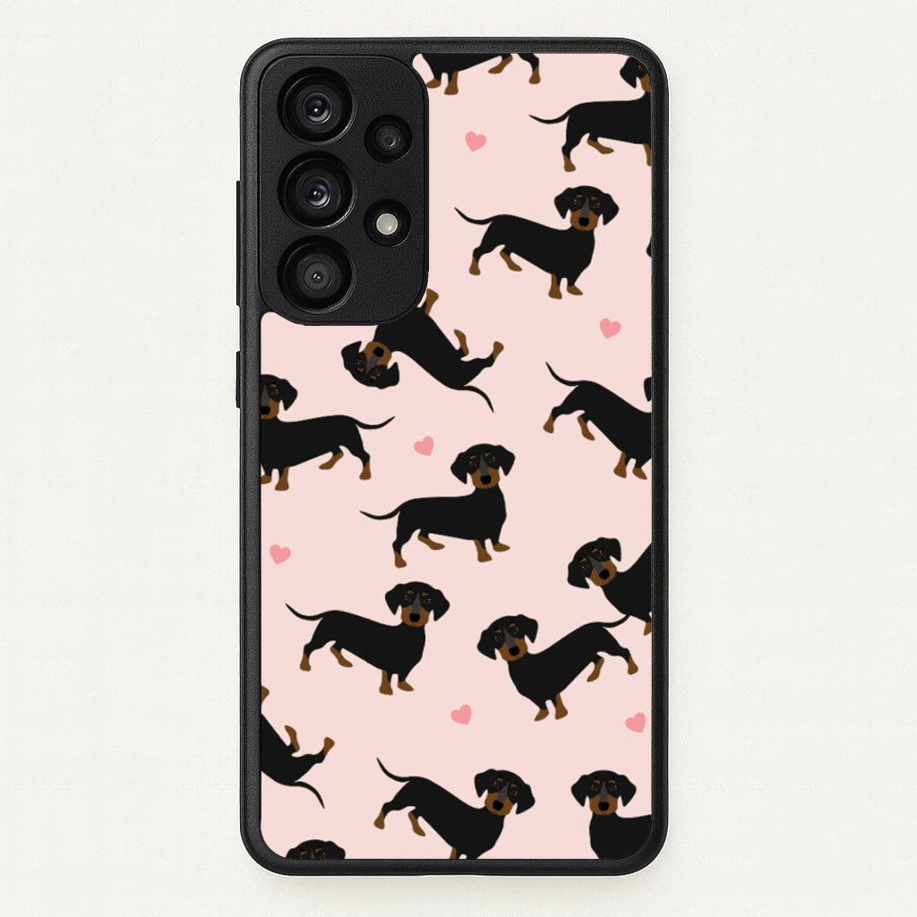 Heart Dachshund - Dog Pattern - Dog Patterned Phone Case for Galaxy A33