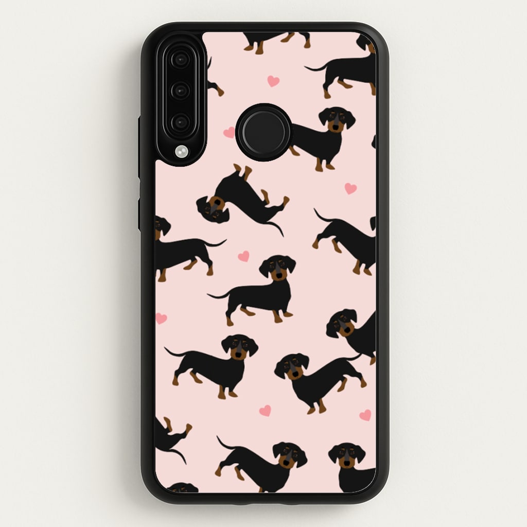Heart Dachshund - Dog Pattern - Dog Patterned Phone Case for Huawei P30 Lite