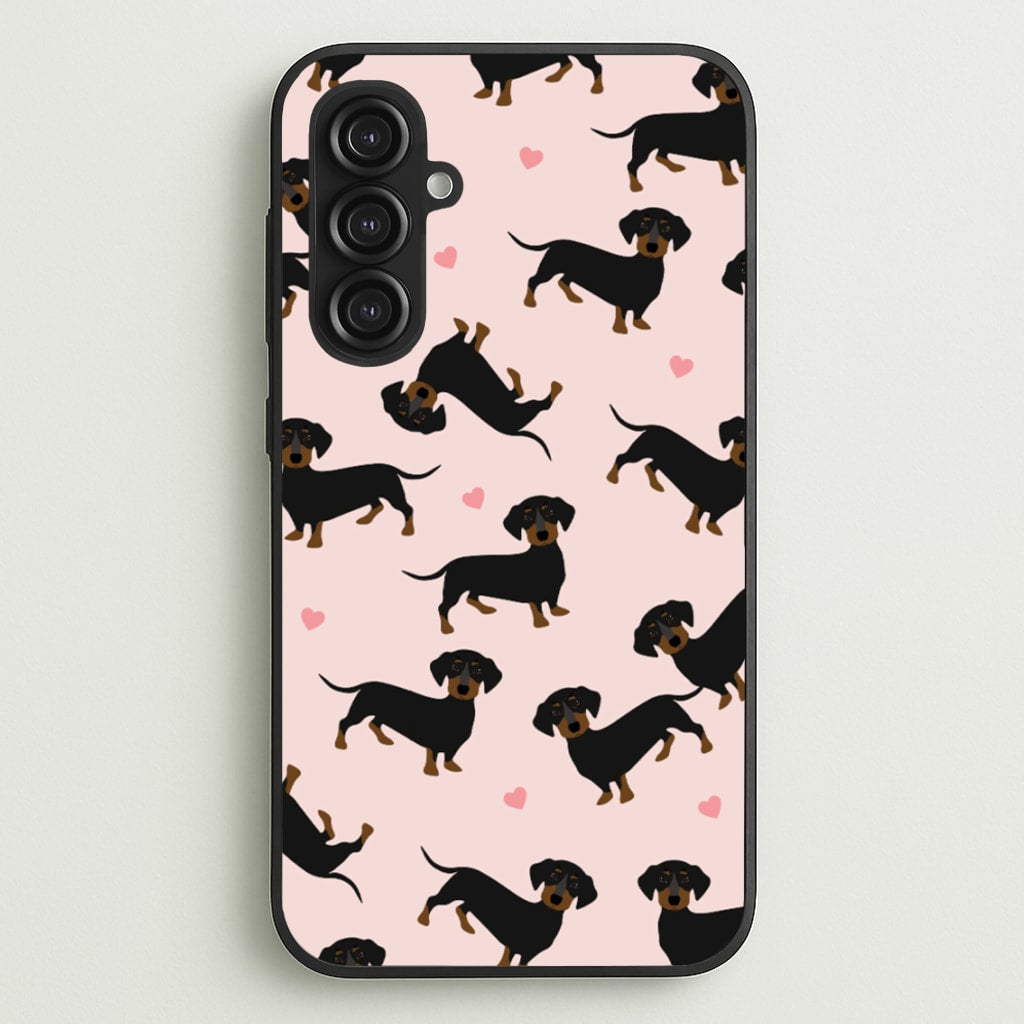 Heart Dachshund - Dog Pattern - Dog Patterned Phone Case for Galaxy S23FE