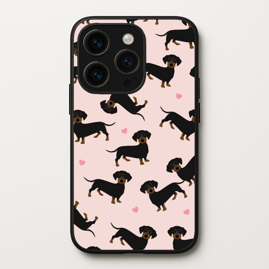 Heart Dachshund - Dog Pattern - Dog Patterned Phone Case for iPhone 15 Pro