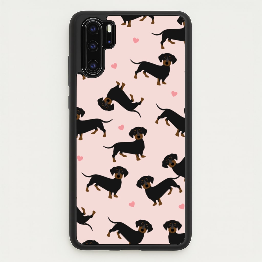 Heart Dachshund - Dog Pattern - Dog Patterned Phone Case for Huawei P30 Pro