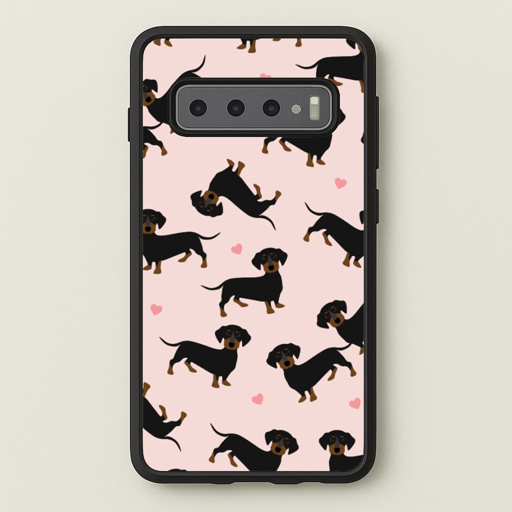 Heart Dachshund - Dog Pattern - Dog Patterned Phone Case for Galaxy S10 Plus