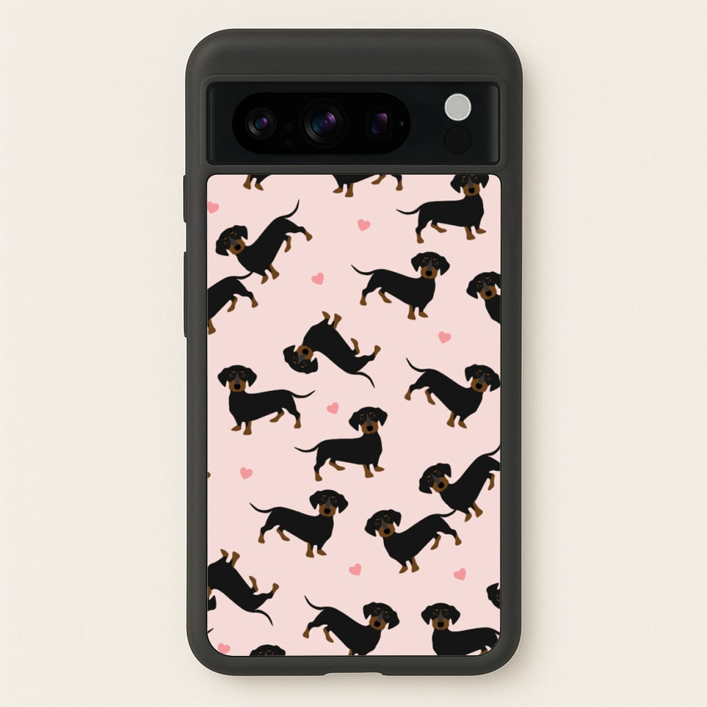 Heart Dachshund - Dog Pattern - Dog Patterned Phone Case for Google Pixel 8 Pro