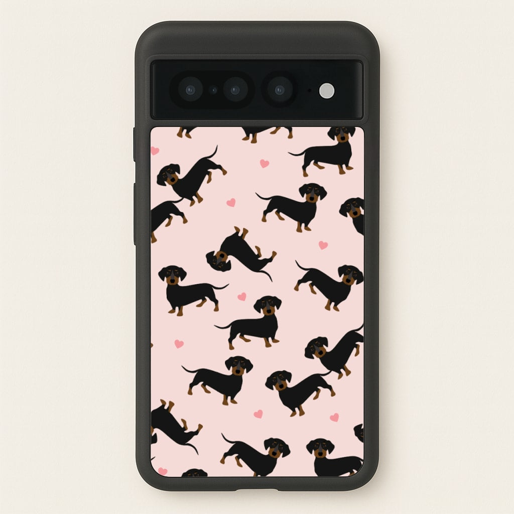Heart Dachshund - Dog Pattern - Dog Patterned Phone Case for Google Pixel 7 Pro