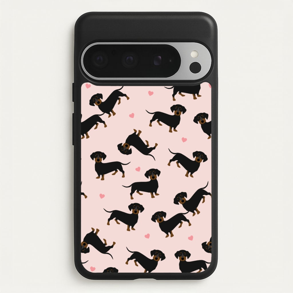 Heart Dachshund - Dog Pattern - Dog Patterned Phone Case for Google Pixel 9 Pro XL