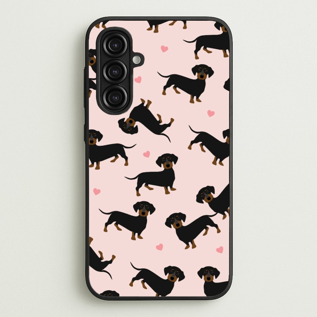 Heart Dachshund - Dog Pattern - Dog Patterned Phone Case for Galaxy A16