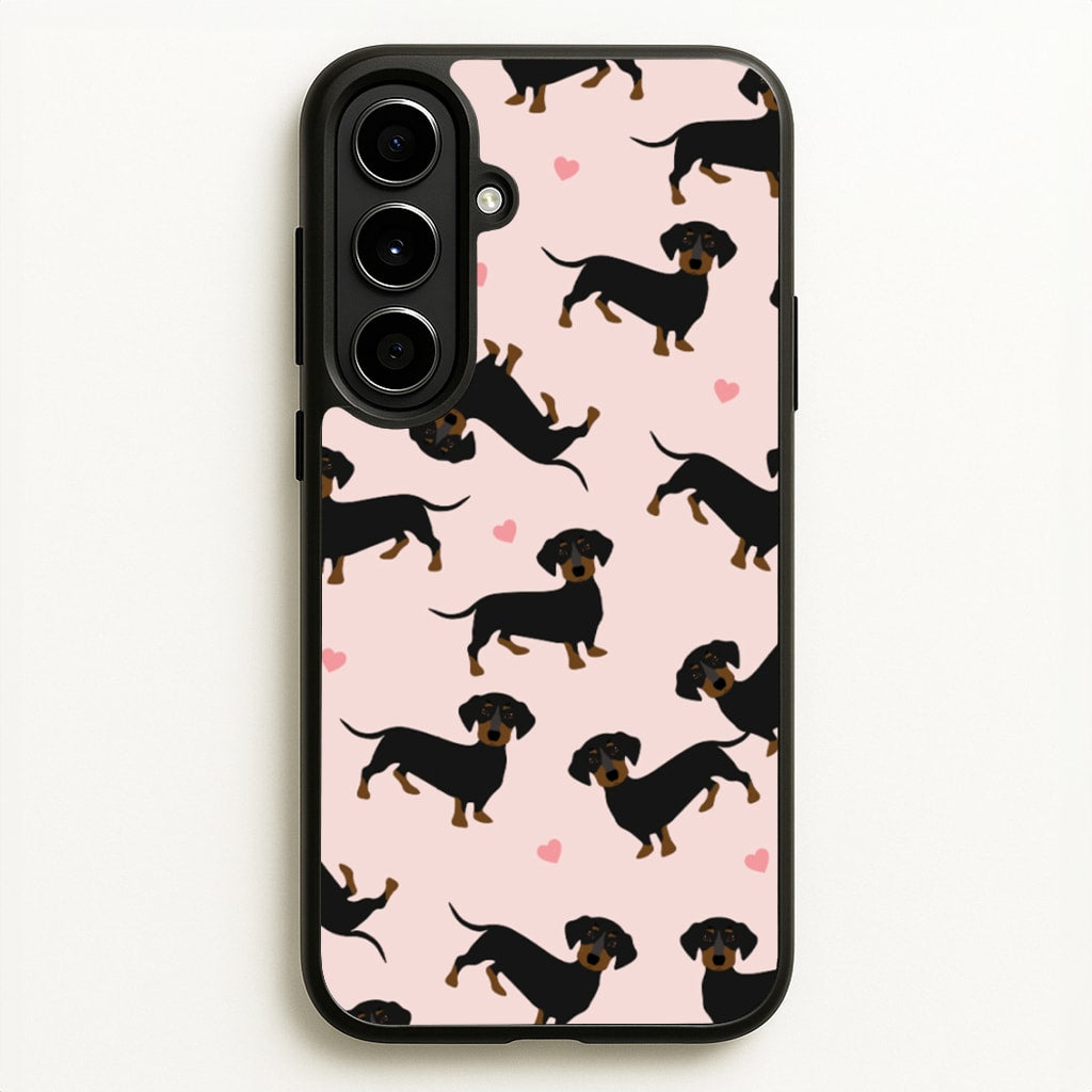 Heart Dachshund - Dog Pattern - Dog Patterned Phone Case for Galaxy A56