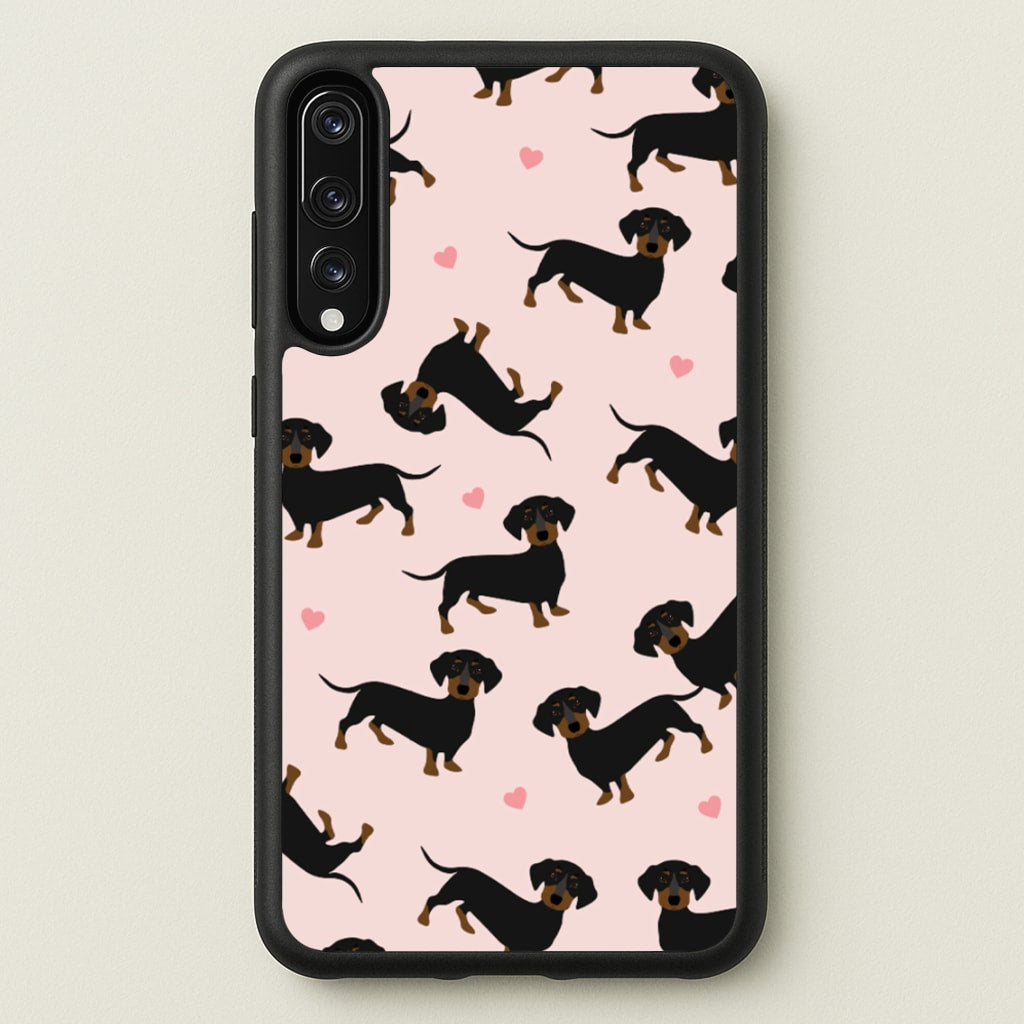 Heart Dachshund - Dog Pattern - Dog Patterned Phone Case for Huawei P20 Pro