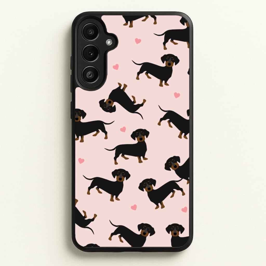 Heart Dachshund - Dog Pattern - Dog Patterned Phone Case for Galaxy A34