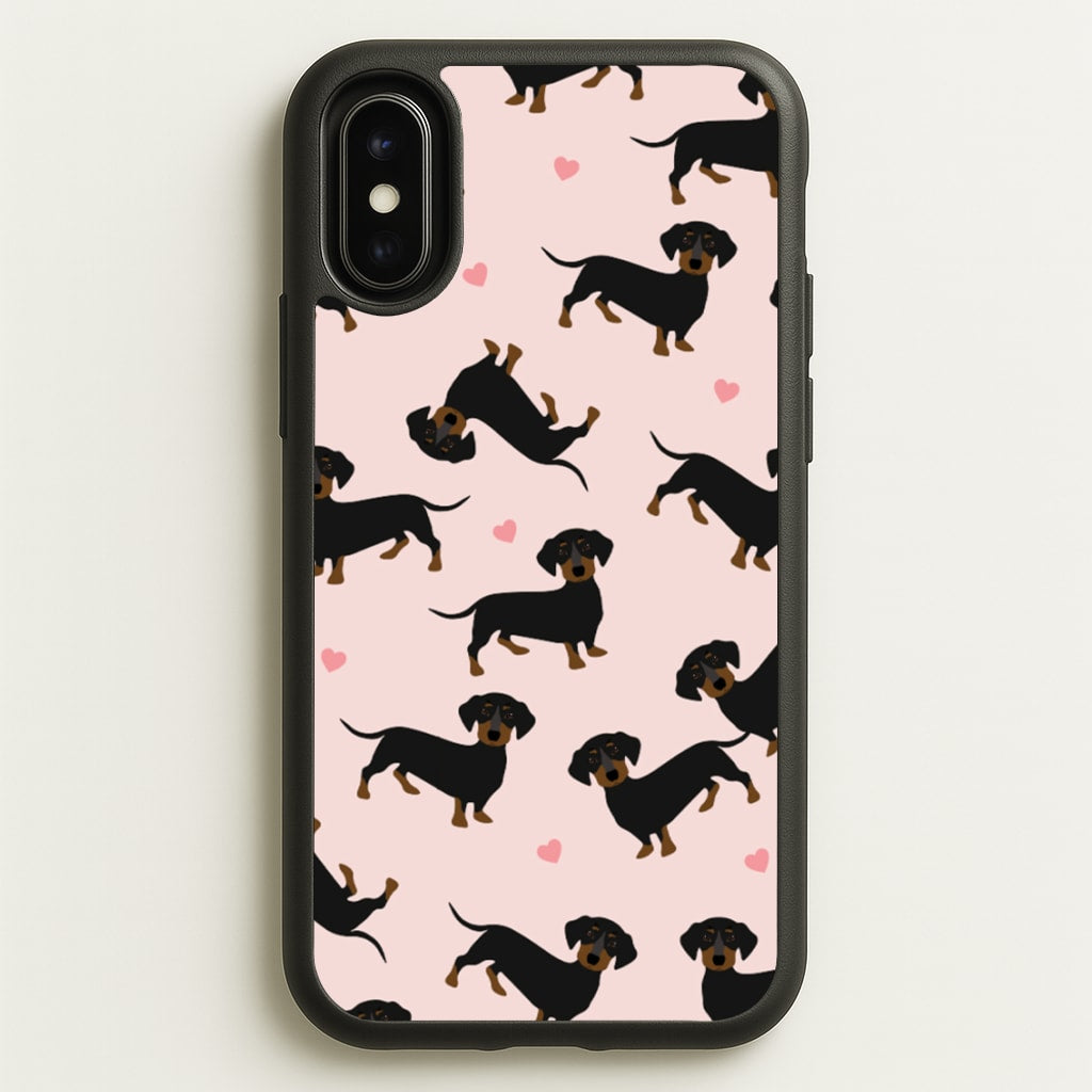 Heart Dachshund - Dog Pattern - Dog Patterned Phone Case for iPhone X / XS