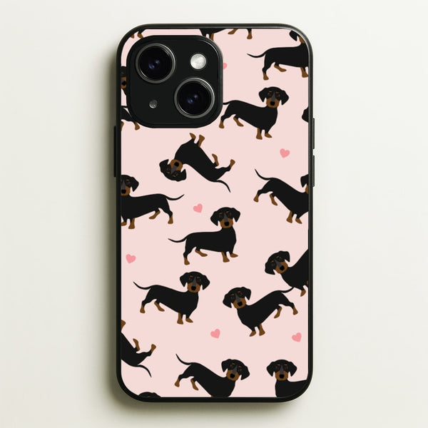 Heart Dachshund - Dog Pattern - Dog Patterned Phone Case for iPhone 15
