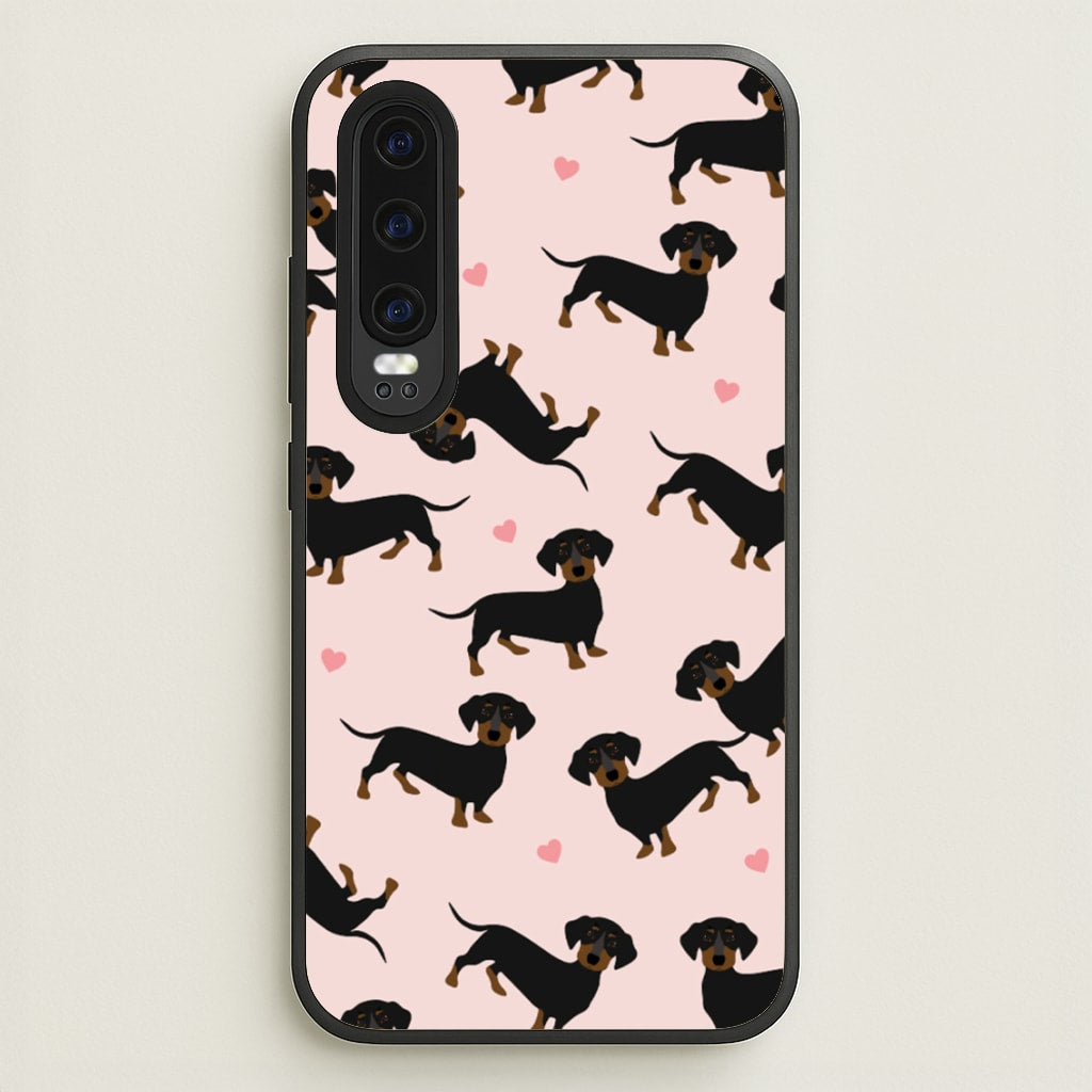 Heart Dachshund - Dog Pattern - Dog Patterned Phone Case for Huawei P30