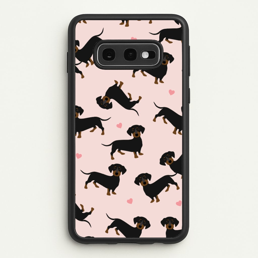 Heart Dachshund - Dog Pattern - Dog Patterned Phone Case for Galaxy S10e