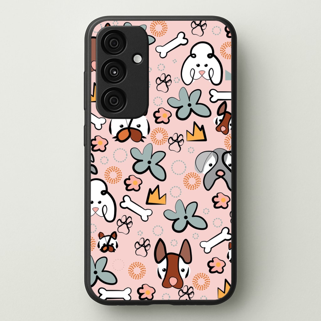 Bones and dogs - Dog Patterns - Dog Patterns Phone Case for Galaxy A35