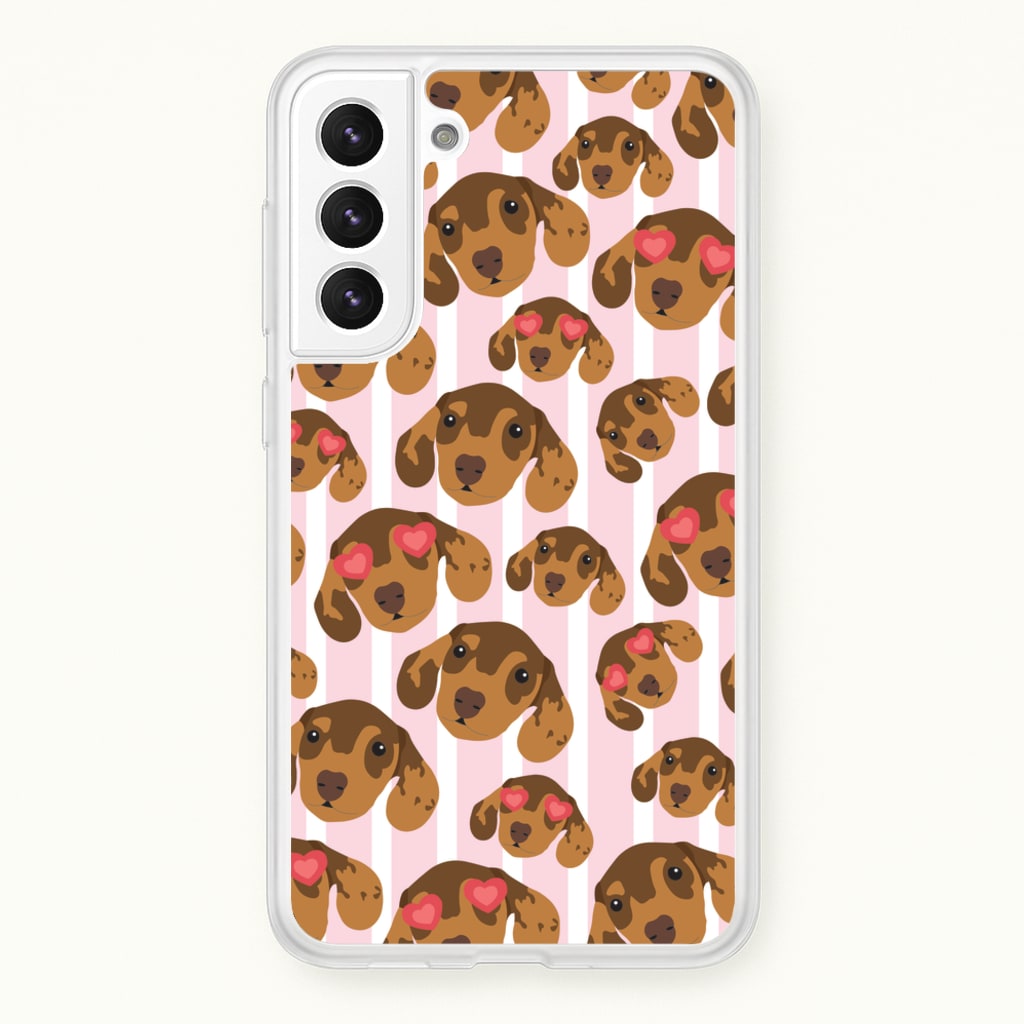 Stripes And Dachshunds Pattern  - Dog Patterns Phone Case for Galaxy S22 Plus
