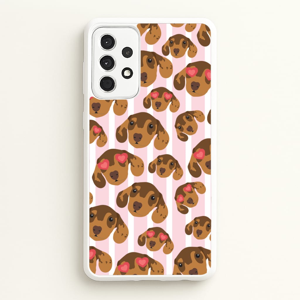 Stripes And Dachshunds Pattern - Dog Patterns Phone Case for Galaxy A52 / A52s
