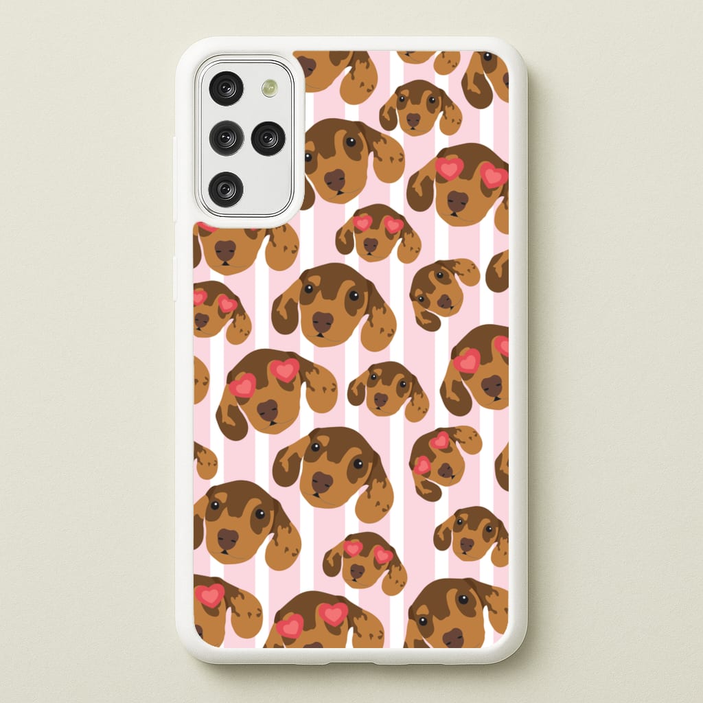 Stripes And Dachshunds Pattern - Dog Patterns Phone Case for Galaxy S20 Plus