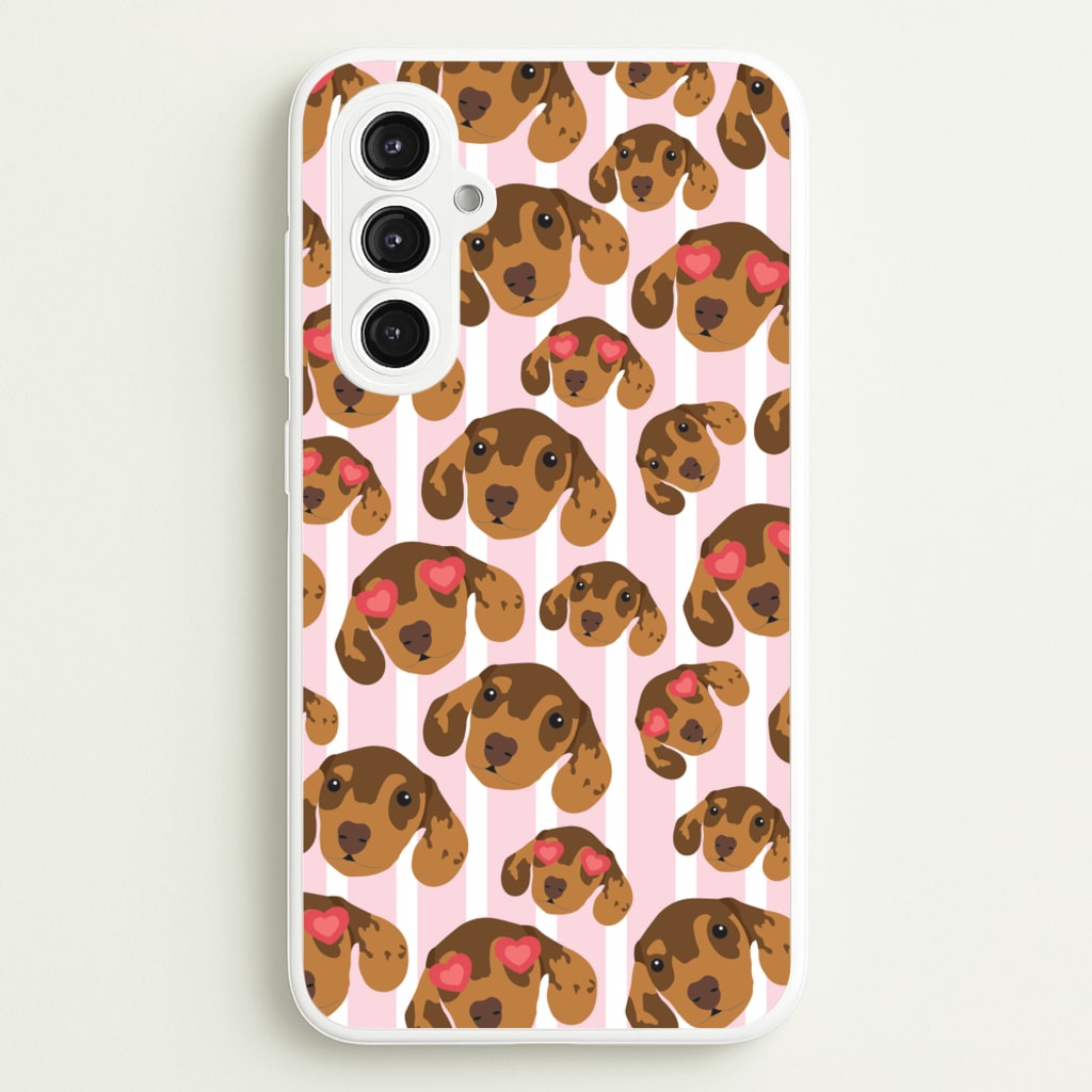 Stripes And Dachshunds Pattern - Dog Patterns Phone Case for Galaxy S23FE