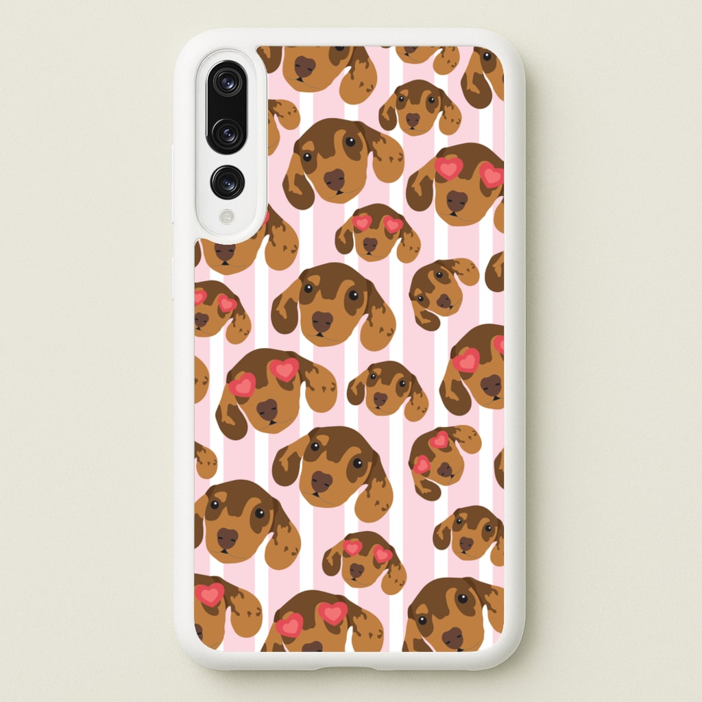 Stripes And Dachshunds Pattern - Dog Patterns Phone Case for Huawei P20 Pro