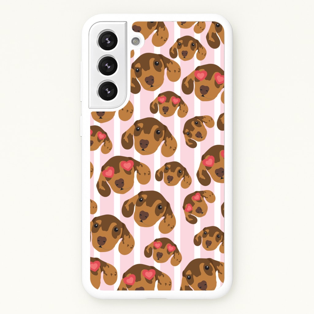 Stripes And Dachshunds Pattern - Dog Patterns Phone Case for Galaxy S22