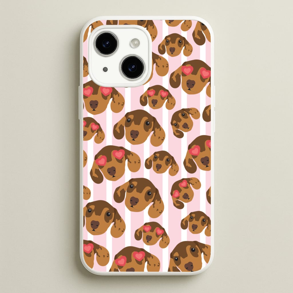 Stripes And Dachshunds Pattern - Dog Patterns Phone Case for iPhone 14