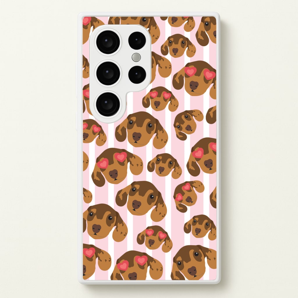 Stripes And Dachshunds Pattern - Dog Patterns Phone Case for Galaxy S24 Ultra
