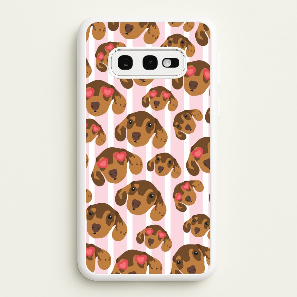 Stripes And Dachshunds Pattern - Dog Patterns Phone Case for Galaxy S10e