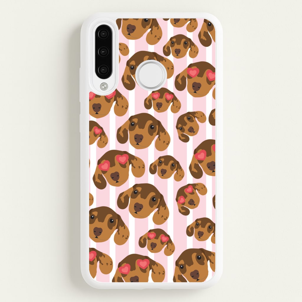 Stripes And Dachshunds Pattern - Dog Patterns Phone Case for Huawei P30 Lite