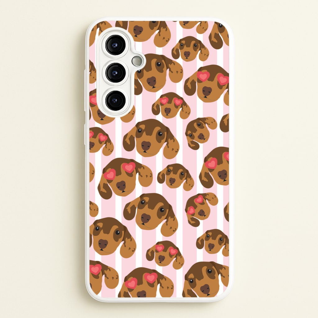 Stripes And Dachshunds Pattern - Dog Patterns Phone Case for Galaxy A54