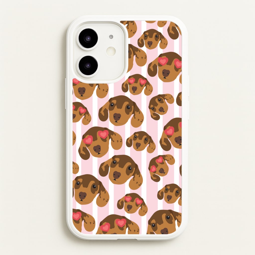 Stripes And Dachshunds Pattern - Dog Patterns Phone Case for iPhone 12 / 12 Pro