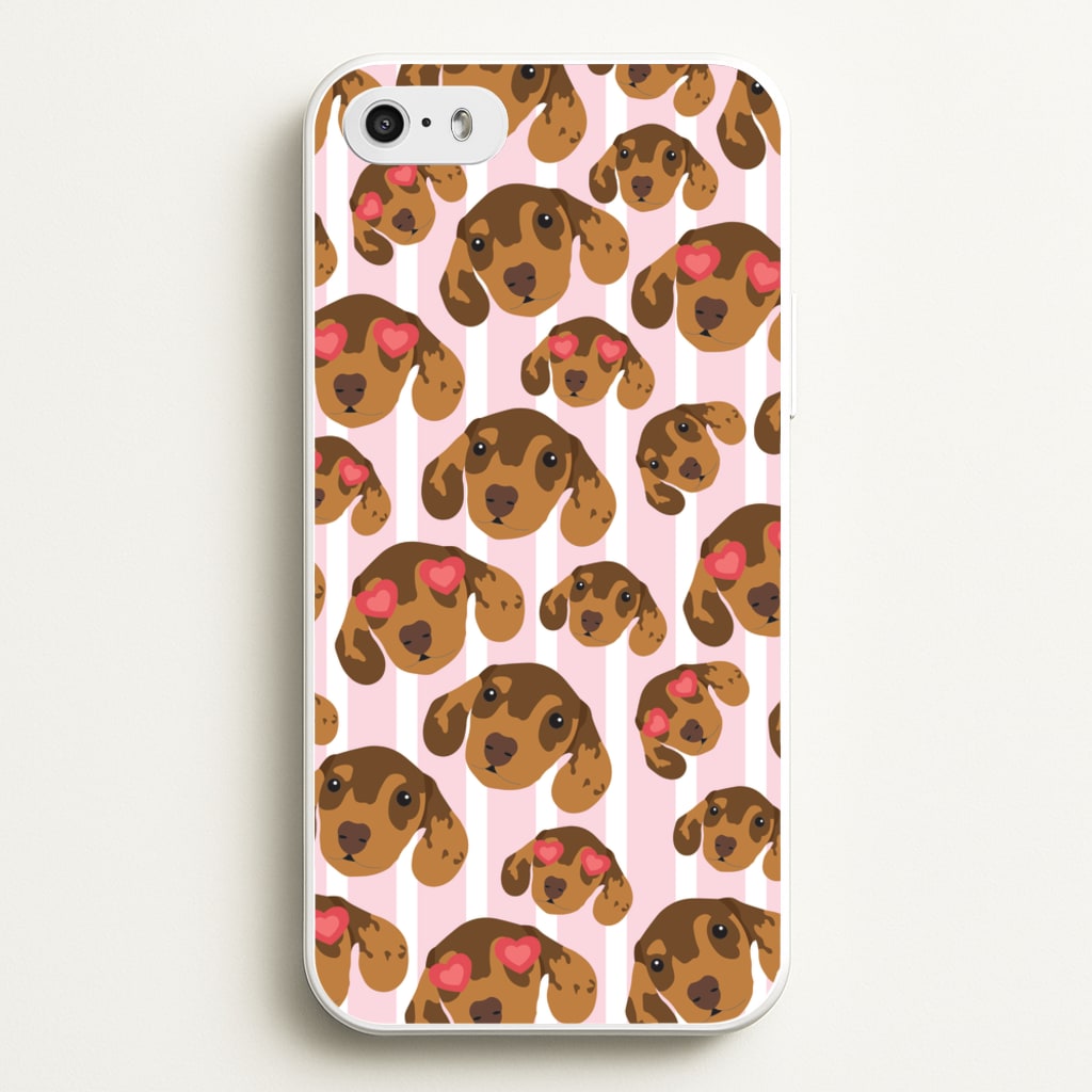 Stripes And Dachshunds Pattern - Dog Patterns Phone Case for iPhone 5 / 5s / SE 2016
