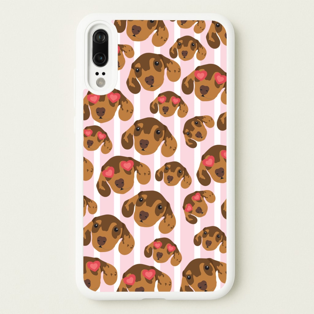 Stripes And Dachshunds Pattern - Dog Patterns Phone Case for Huawei P20