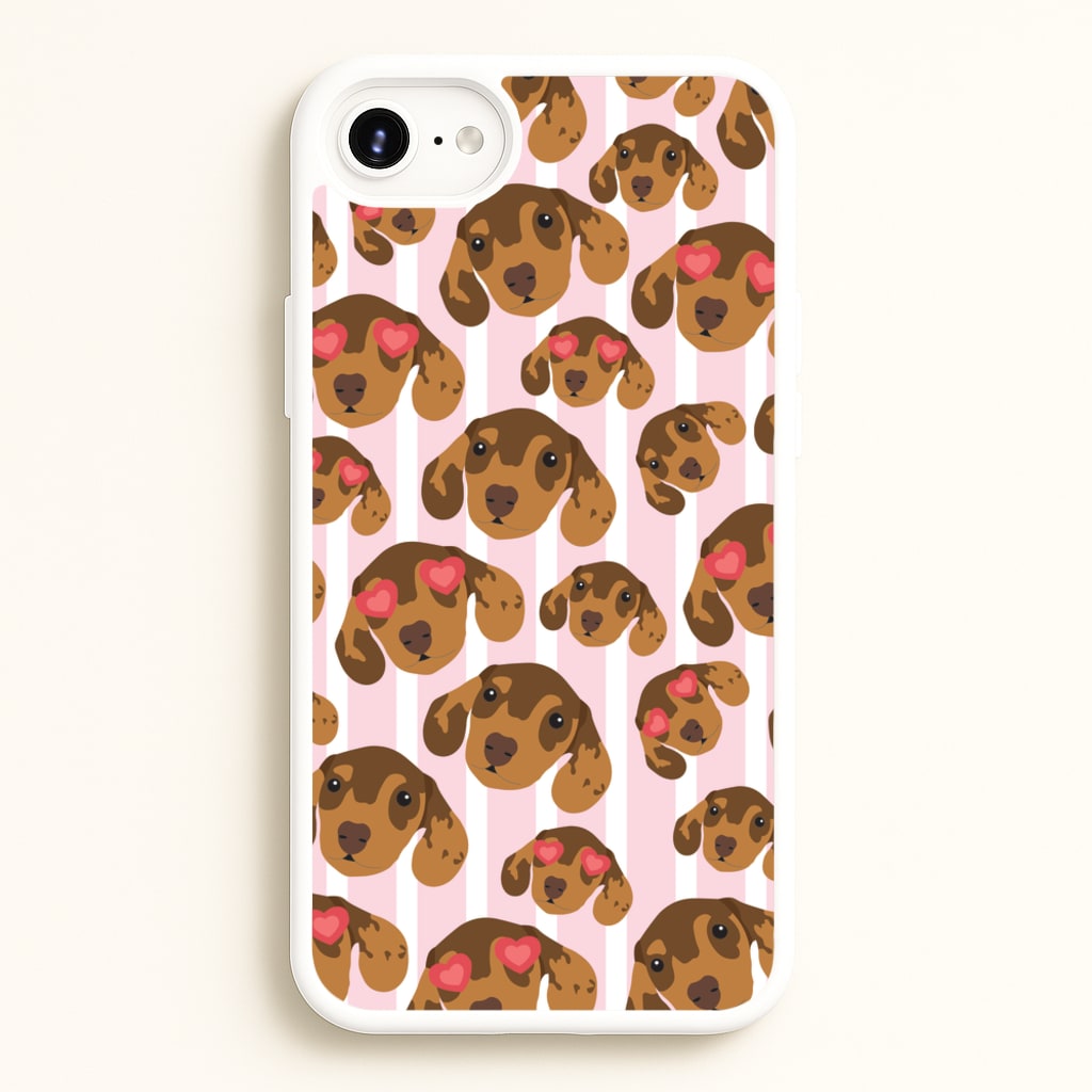 Stripes And Dachshunds Pattern - Dog Patterns Phone Case for iPhone 6 Plus / 7 Plus / 8 Plus